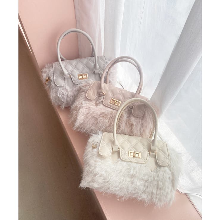 アイボリー | キルティングフラップファーバッグ | MAJESTIC LEGON 