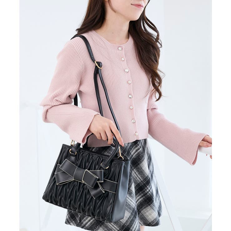 ブラック | クラシカルスクエアリボンバッグ | MAJESTIC LEGON 