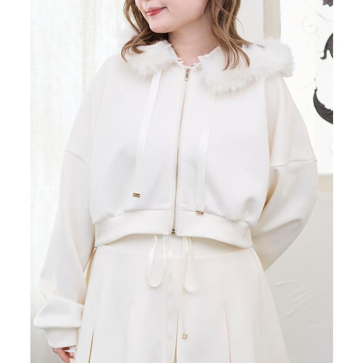 アイボリー | 2wayフェイクファーラメパーカー | MAJESTIC LEGON 