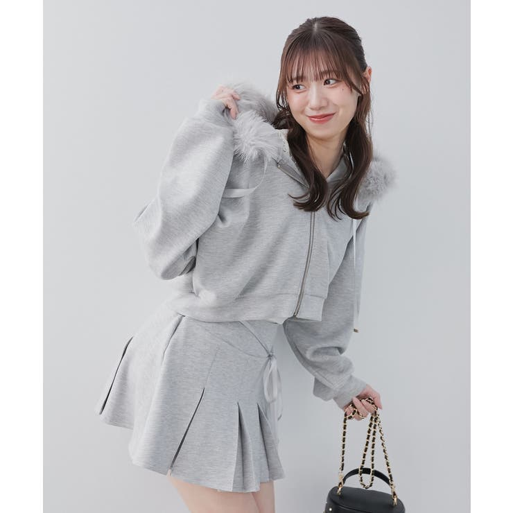 グレー | 2wayフェイクファーラメパーカー | MAJESTIC LEGON 