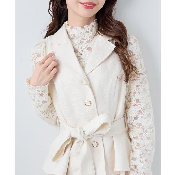 アイボリー | レースハイネックトップス | MAJESTIC LEGON 