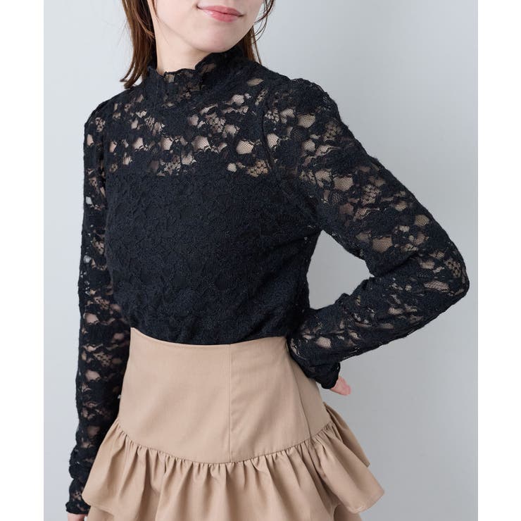 ブラック | レースハイネックトップス | MAJESTIC LEGON 