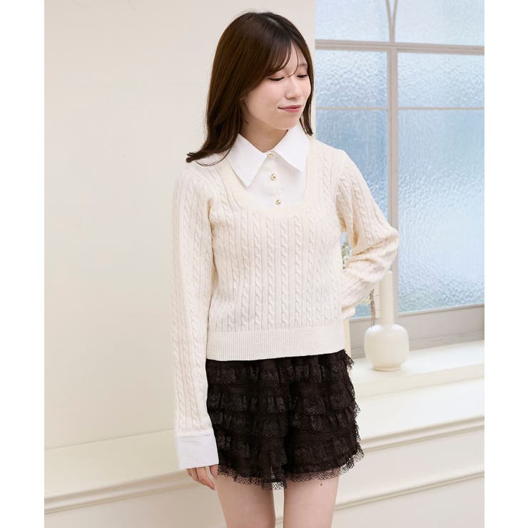 フリルトリムリボンタイセットニット | MAJESTIC LEGON  | 詳細画像14 