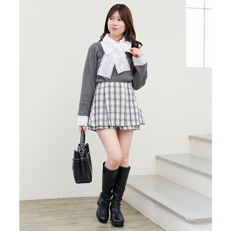 フリルトリムリボンタイセットニット | MAJESTIC LEGON  | 詳細画像29 