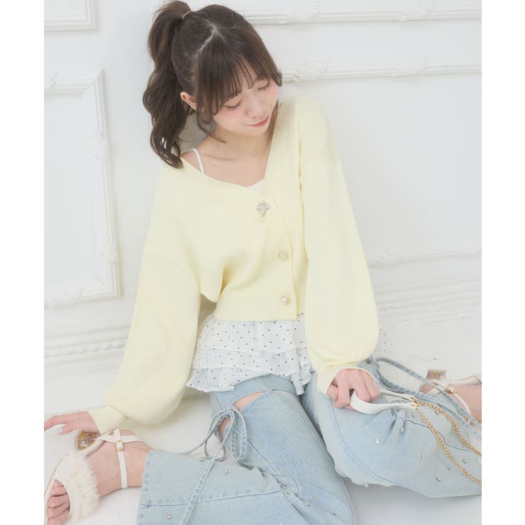 イエロー | クローバーボタンUVカットカーデ | MAJESTIC LEGON 