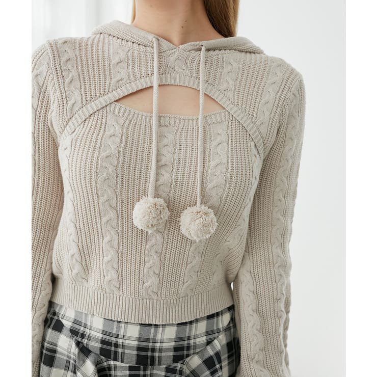 ポンポン付きフードケーブルニット | MAJESTIC LEGON  | 詳細画像11 