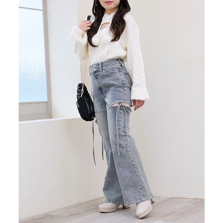 ポンポン付きフードケーブルニット | MAJESTIC LEGON  | 詳細画像13 