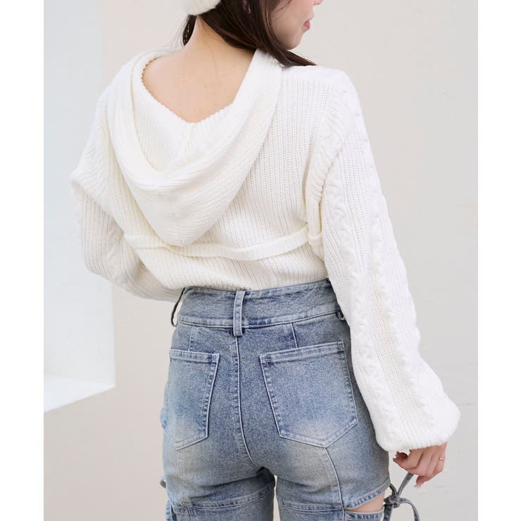 ポンポン付きフードケーブルニット | MAJESTIC LEGON  | 詳細画像17 