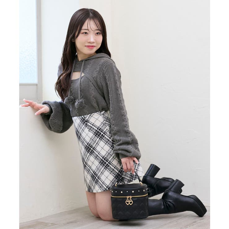 ポンポン付きフードケーブルニット | MAJESTIC LEGON  | 詳細画像19 