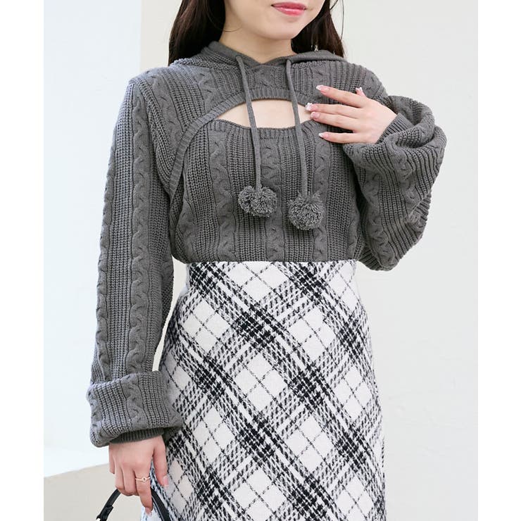 ポンポン付きフードケーブルニット | MAJESTIC LEGON  | 詳細画像23 