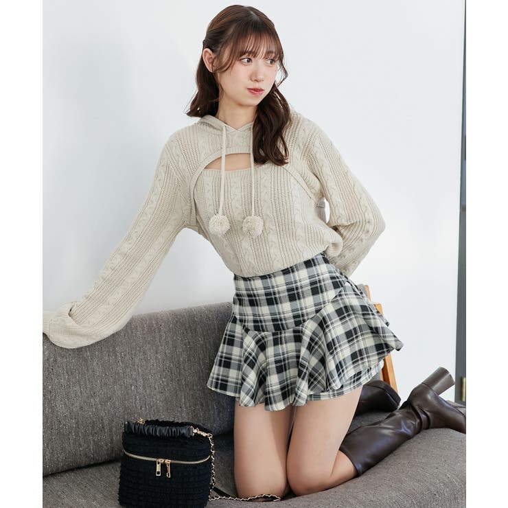 ポンポン付きフードケーブルニット | MAJESTIC LEGON  | 詳細画像3 