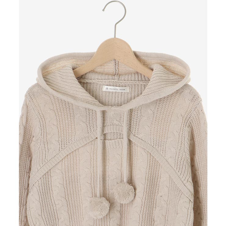 ポンポン付きフードケーブルニット | MAJESTIC LEGON  | 詳細画像30 