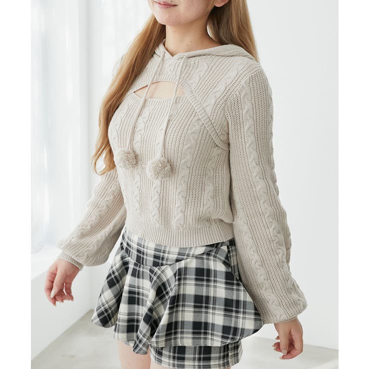 ポンポン付きフードケーブルニット | MAJESTIC LEGON  | 詳細画像9 