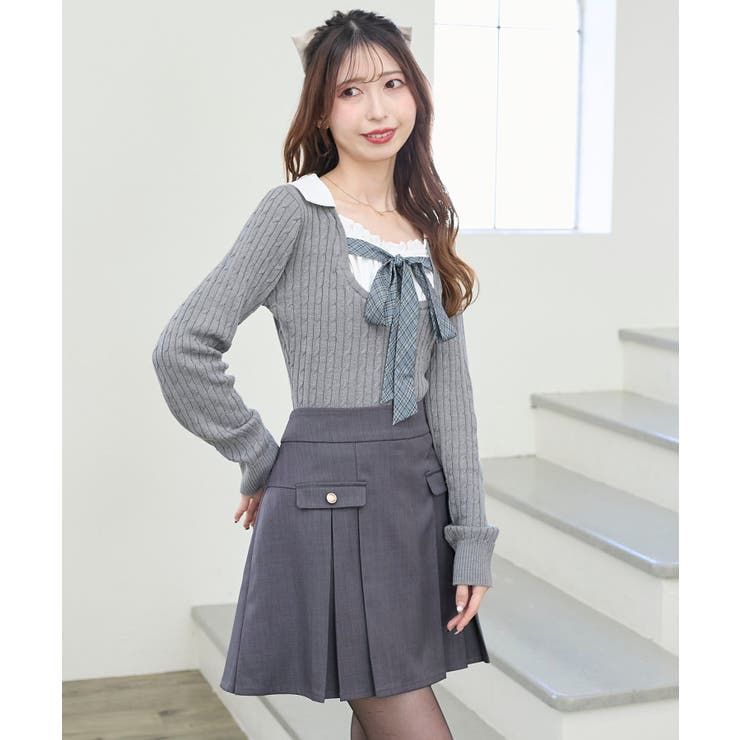 チェックリボンレイヤードライクニット | MAJESTIC LEGON  | 詳細画像14 