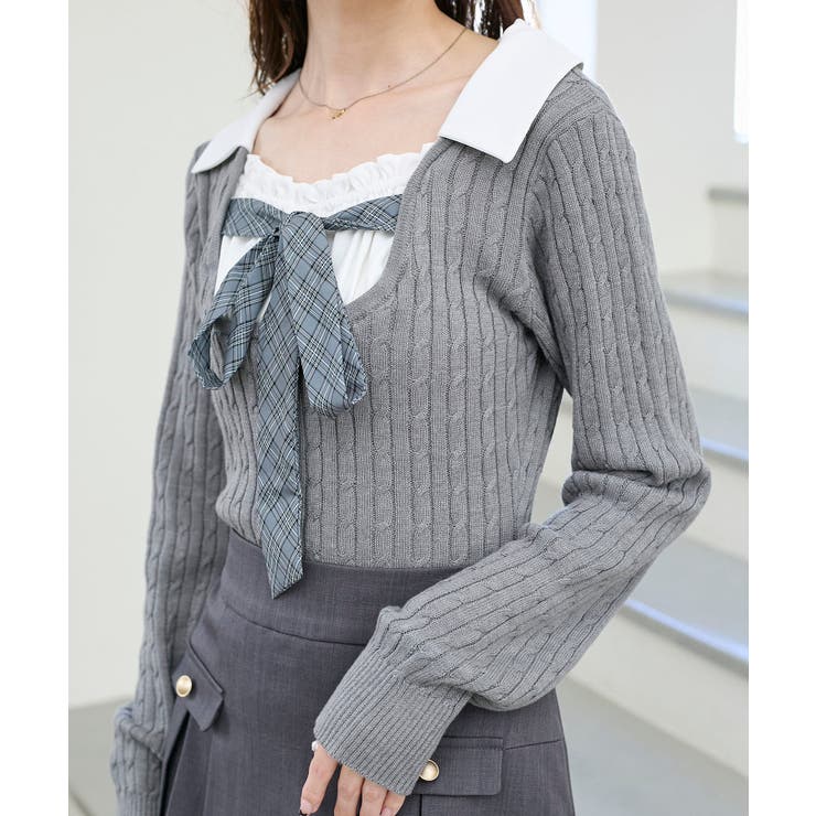 チェックリボンレイヤードライクニット | MAJESTIC LEGON  | 詳細画像16 