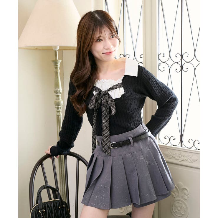 チェックリボンレイヤードライクニット | MAJESTIC LEGON  | 詳細画像3 