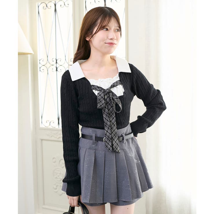 チェックリボンレイヤードライクニット | MAJESTIC LEGON  | 詳細画像7 