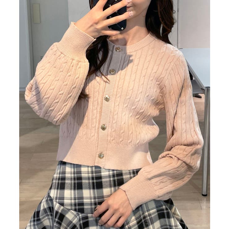 ゴールドボタンケーブルニットカーデ | MAJESTIC LEGON  | 詳細画像3 