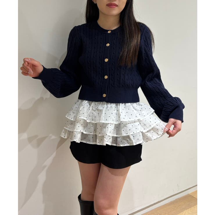 ゴールドボタンケーブルニットカーデ | MAJESTIC LEGON  | 詳細画像8 