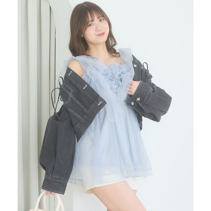 グレー | ショルダーリボンフリルビスチェ | MAJESTIC LEGON 