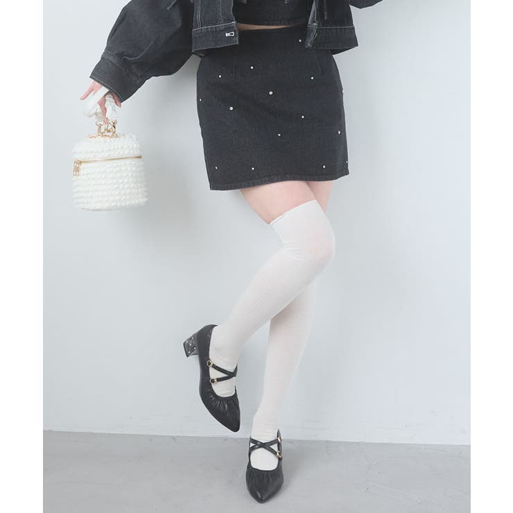 ブラック | ビジュー付き台形ミニスカパン | MAJESTIC LEGON 