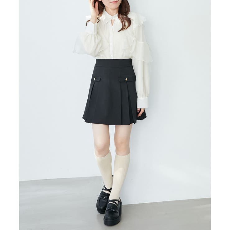 ゴールドボタンプリーツミニスカパン | MAJESTIC LEGON  | 詳細画像16 