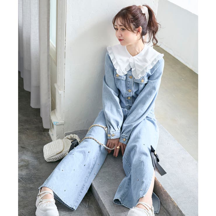 サイドリボンビジューデニムパンツ | MAJESTIC LEGON  | 詳細画像3 