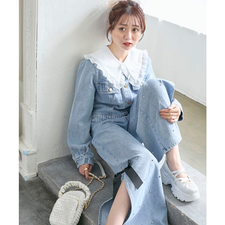 サイドリボンビジューデニムパンツ | MAJESTIC LEGON  | 詳細画像4 