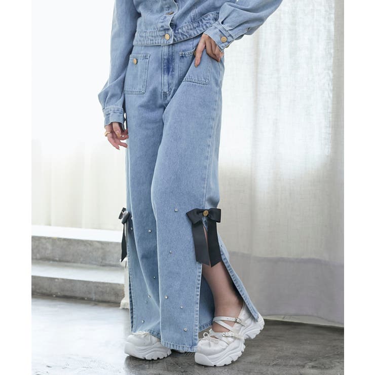 サイドリボンビジューデニムパンツ | MAJESTIC LEGON  | 詳細画像9 