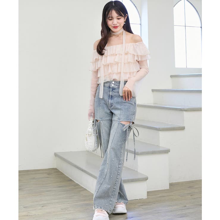 スリットビジューフレアデニムパンツ | MAJESTIC LEGON  | 詳細画像10 