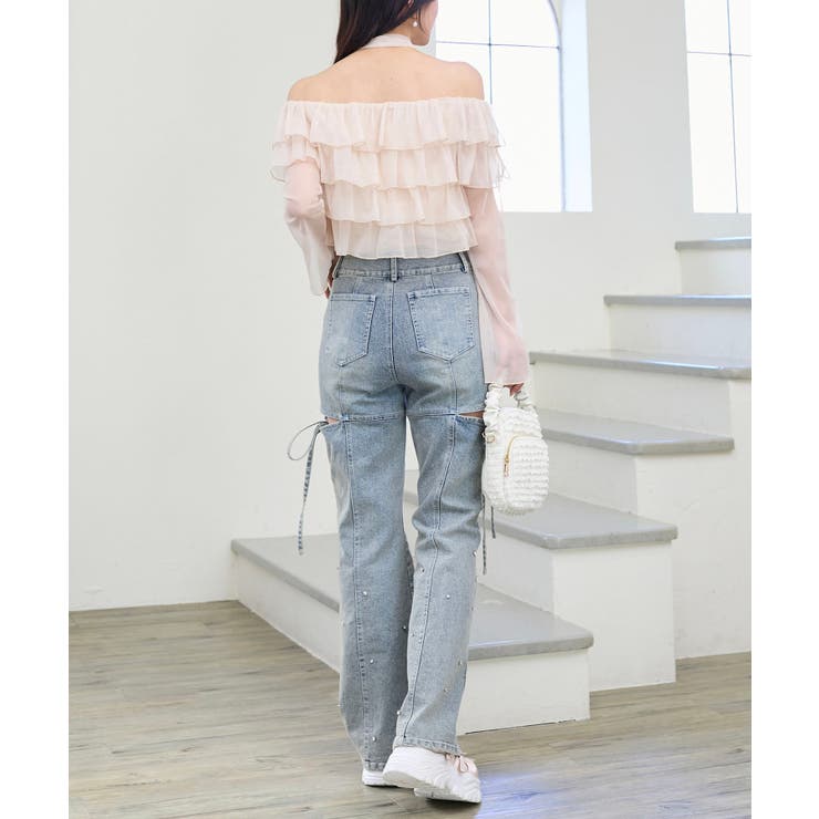 スリットビジューフレアデニムパンツ | MAJESTIC LEGON  | 詳細画像12 