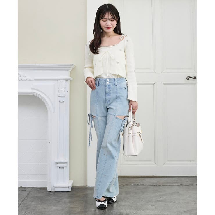 スリットビジューフレアデニムパンツ | MAJESTIC LEGON  | 詳細画像14 