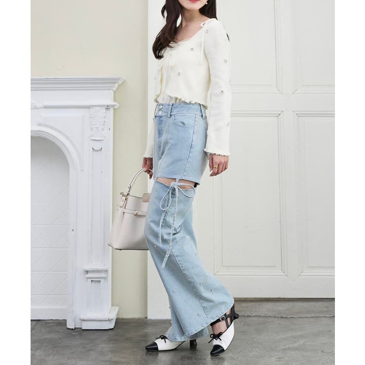 スリットビジューフレアデニムパンツ | MAJESTIC LEGON  | 詳細画像15 