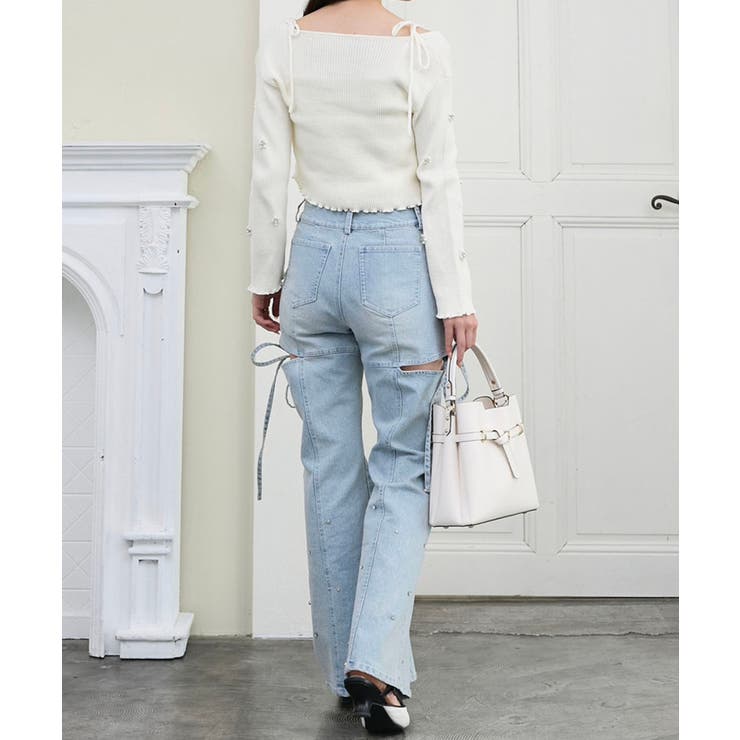 スリットビジューフレアデニムパンツ | MAJESTIC LEGON  | 詳細画像16 