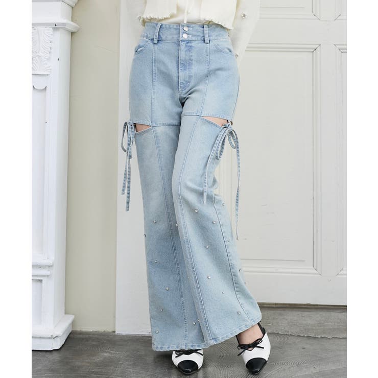 スリットビジューフレアデニムパンツ | MAJESTIC LEGON  | 詳細画像17 