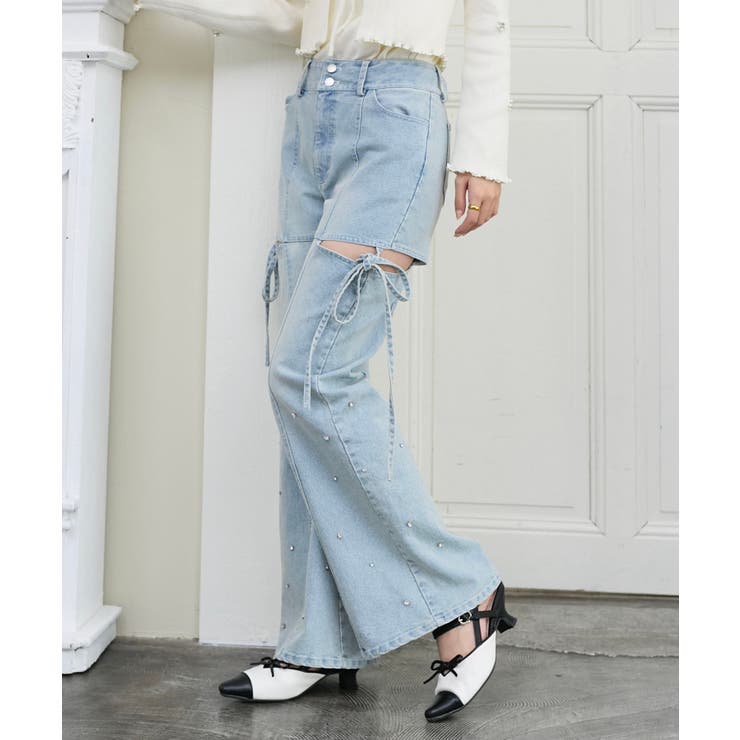 スリットビジューフレアデニムパンツ | MAJESTIC LEGON  | 詳細画像18 