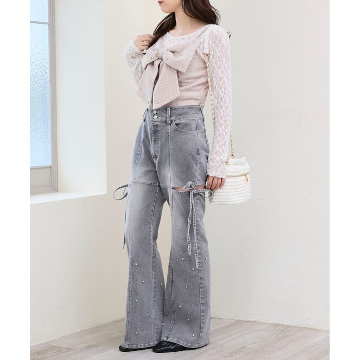 スリットビジューフレアデニムパンツ | MAJESTIC LEGON  | 詳細画像24 