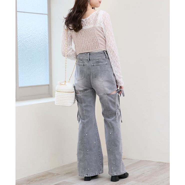 スリットビジューフレアデニムパンツ | MAJESTIC LEGON  | 詳細画像25 