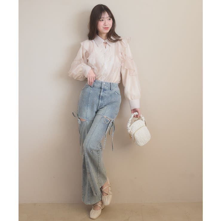 スリットビジューフレアデニムパンツ | MAJESTIC LEGON  | 詳細画像3 