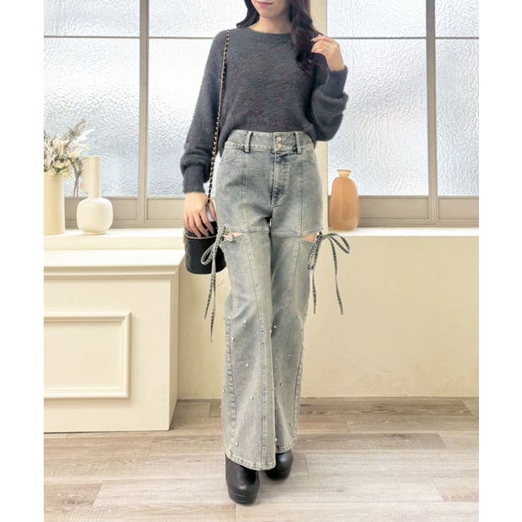 スリットビジューフレアデニムパンツ | MAJESTIC LEGON  | 詳細画像33 