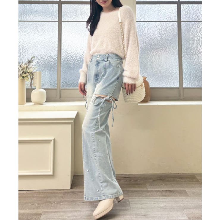 スリットビジューフレアデニムパンツ | MAJESTIC LEGON  | 詳細画像37 