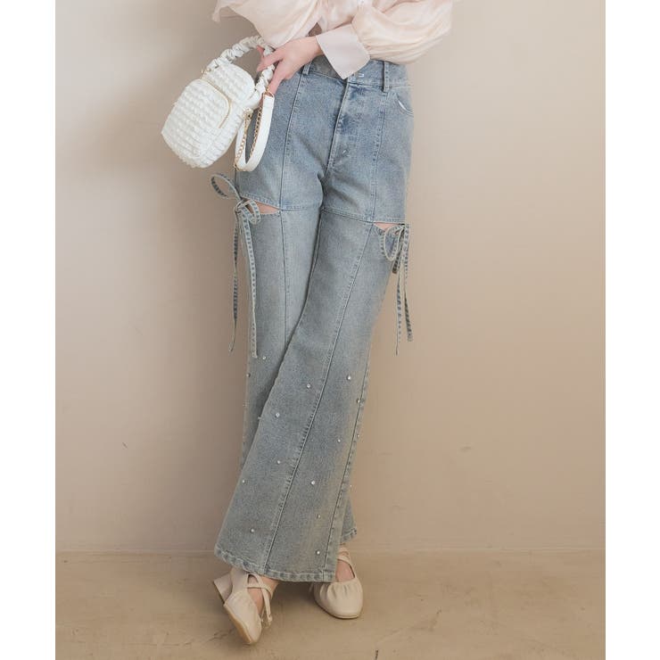 スリットビジューフレアデニムパンツ | MAJESTIC LEGON  | 詳細画像5 