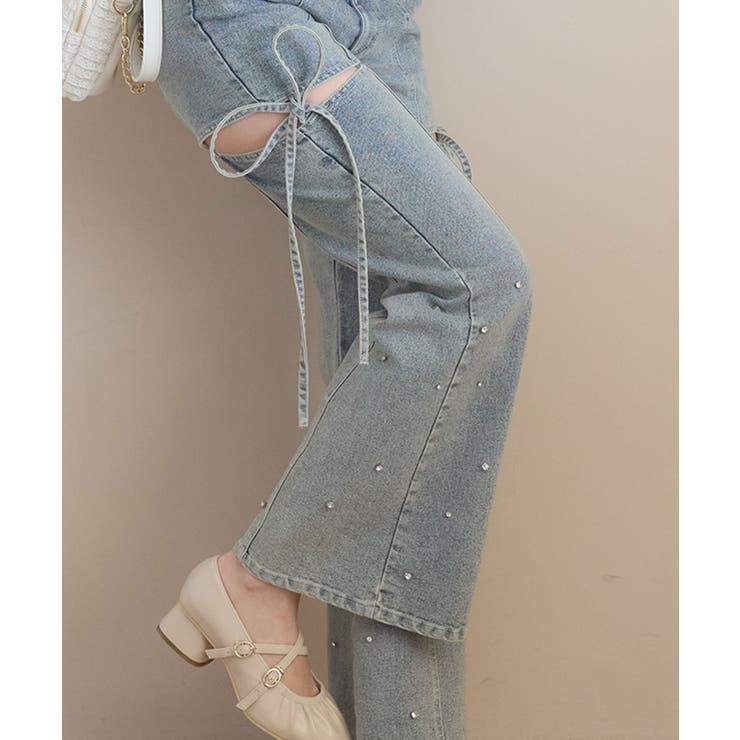 スリットビジューフレアデニムパンツ | MAJESTIC LEGON  | 詳細画像6 