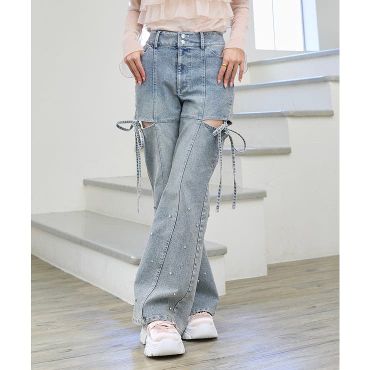 スリットビジューフレアデニムパンツ | MAJESTIC LEGON  | 詳細画像7 