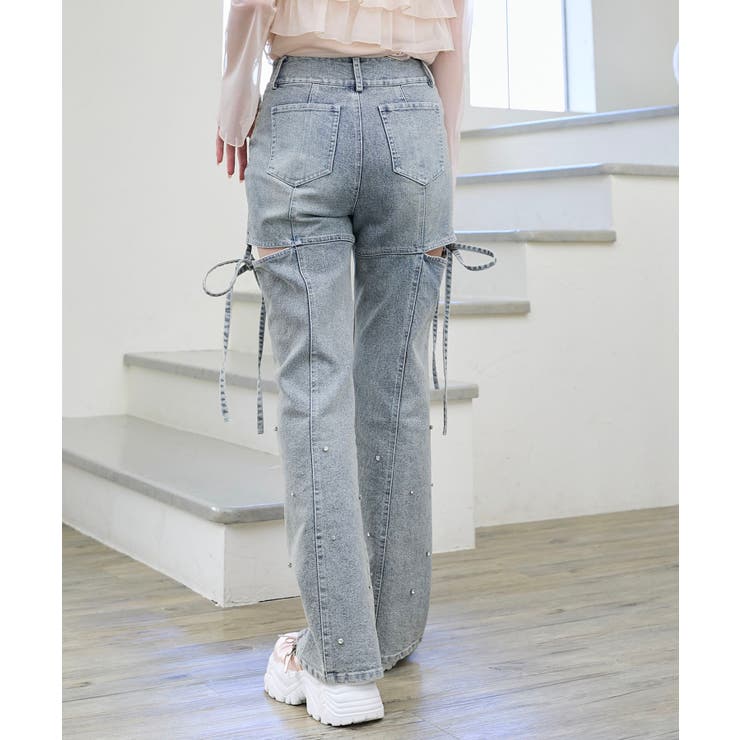 スリットビジューフレアデニムパンツ | MAJESTIC LEGON  | 詳細画像8 