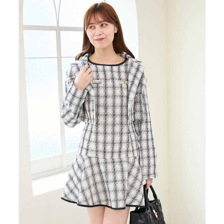 リボンブローチセットツイードワンピ | MAJESTIC LEGON  | 詳細画像10 