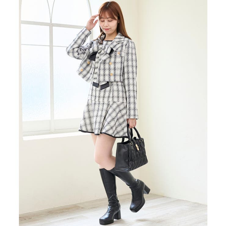 リボンブローチセットツイードワンピ | MAJESTIC LEGON  | 詳細画像3 