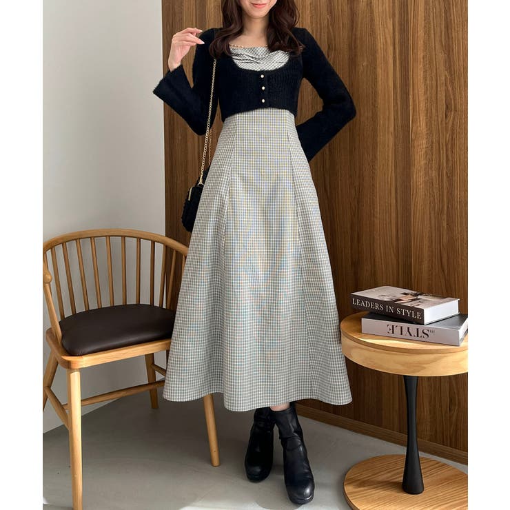 ブラック柄 | シャギーカーデセットキャミワンピース | MAJESTIC LEGON 