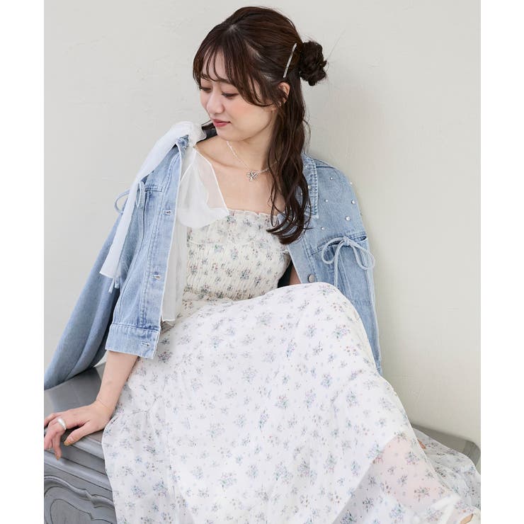 アイボリー柄 | 2wayショルダーリボンキャミワンピ | MAJESTIC LEGON 