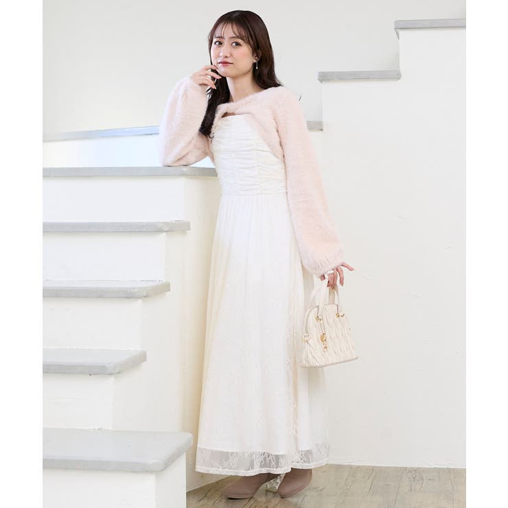 ピンク柄 | シャギーボレロ×キャミワンピセット | MAJESTIC LEGON 